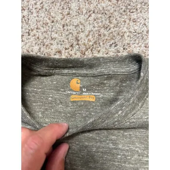 CARHARTT  Men's short sleeve  T-Shirt, Green/Tan, size M, Workwear - Picture 6 of 7